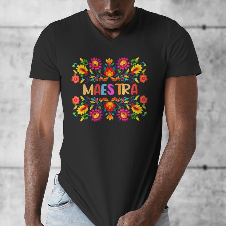Maestra Cinco De Mayo Spanish Mexican Teacher Men's V-Neck T-Shirt, funny design