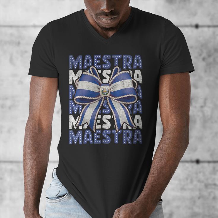Maestra El Salvador Coquette Bow Hispanic Spanish Teacher Men's V-Neck T-Shirt, funny design Maestra El Salvador Coquette Bow Hispanic Spanish Teacher Men's V-Neck T-Shirt, funny design