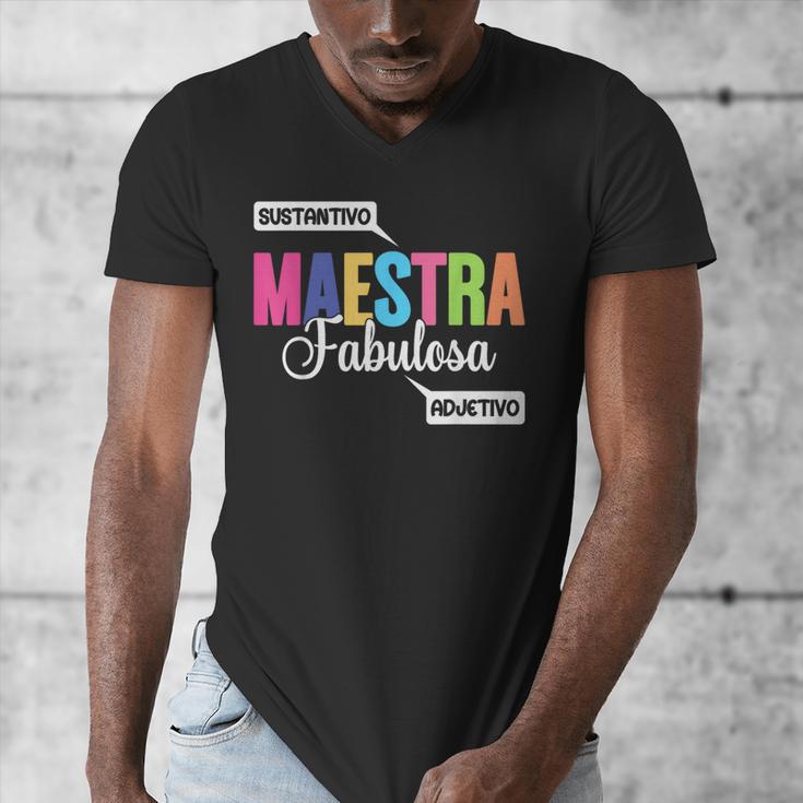 Maestra Fabulosa Bilingual Spanish Espanol Teacher School Men's V-Neck T-Shirt, funny design