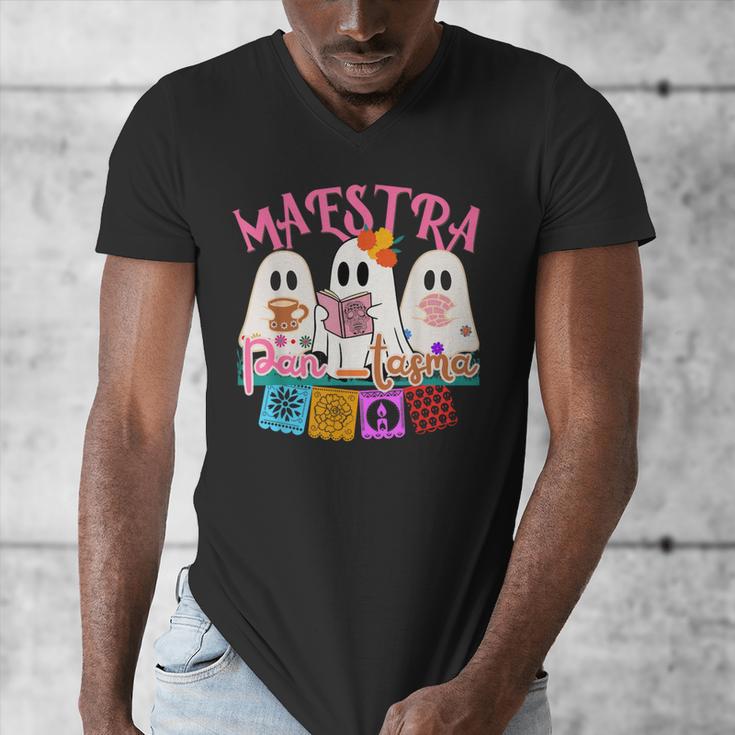 Maestra Pantasmas Conchas Teacher Mexican Halloween Men's V-Neck T-Shirt, funny design Maestra Pantasmas Conchas Teacher Mexican Halloween Men's V-Neck T-Shirt, funny design