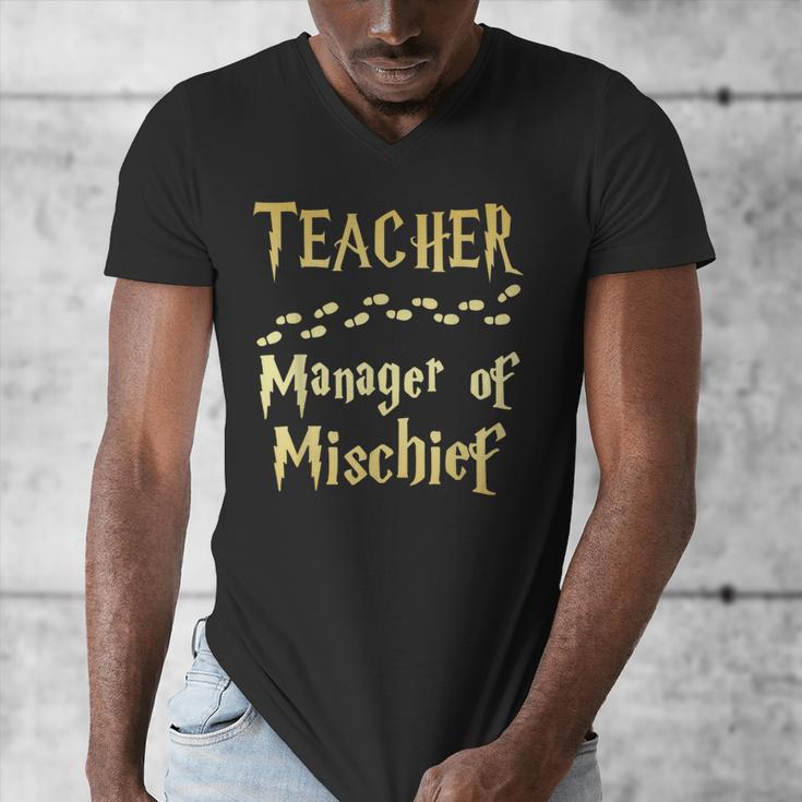 Magical Teacher Manager Of Mischief Birthday Family Party Men's V-Neck T-Shirt, funny design