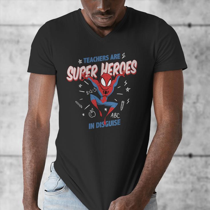 Marvel Spider-Man Teachers Are Super Heroes Men's V-Neck T-Shirt, funny design Marvel Spider-Man Teachers Are Super Heroes Men's V-Neck T-Shirt, funny design