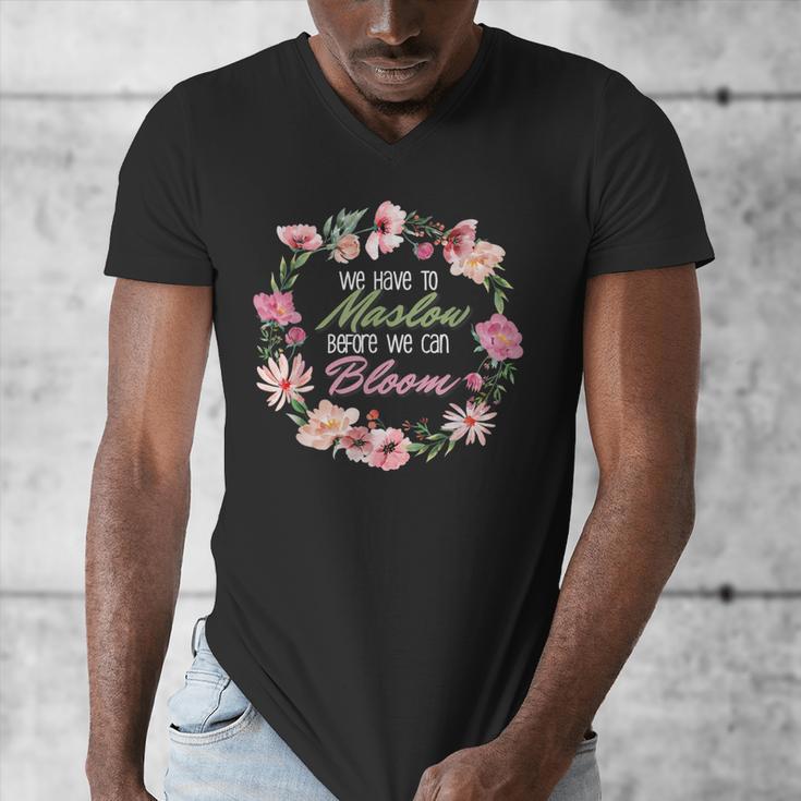 Maslow Before Blooms SPED Teacher School Psychologist Retro Men Women Men's V-Neck T-Shirt, funny design