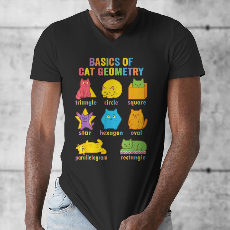 Math Cat Geometry Back To School Mathematics Teacher Men's V-Neck T-Shirt, funny design