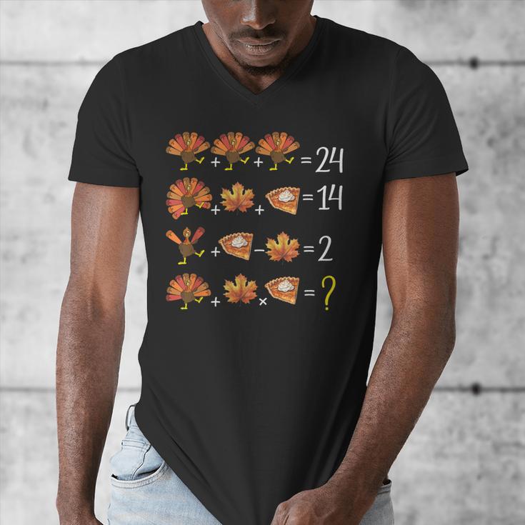 Math Number Thanksgiving Count Answer Pie Turkey Teacher Men's V-Neck T-Shirt, funny design Math Number Thanksgiving Count Answer Pie Turkey Teacher Men's V-Neck T-Shirt, funny design