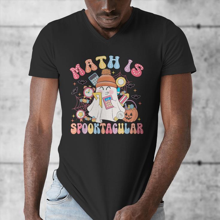 Math Is Spooktacular Math Teacher Spooky Halloween Men's V-Neck T-Shirt, funny design