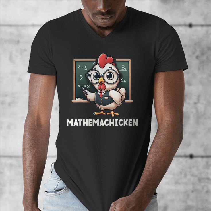 Math Teacher Chicken Mathemachicken Pun Men's V-Neck T-Shirt, funny design Math Teacher Chicken Mathemachicken Pun Men's V-Neck T-Shirt, funny design