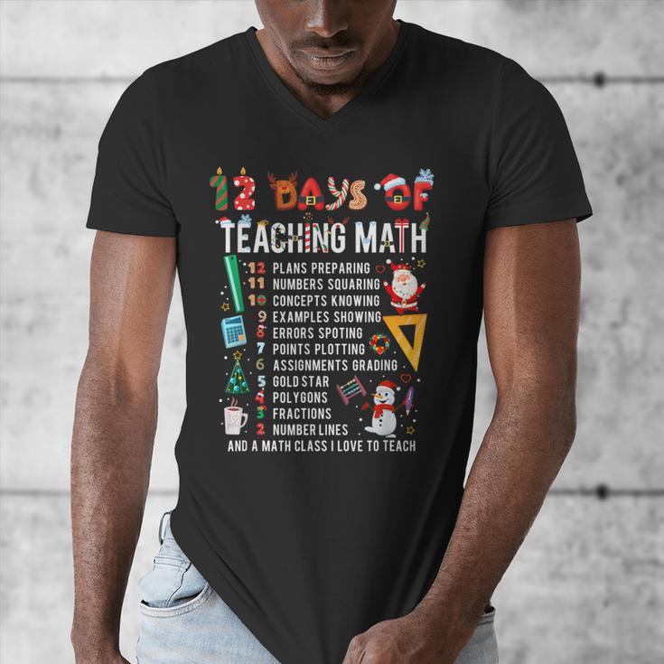 Math Teacher Christmas 12 Days Of Teaching Math Christmas Men's V-Neck T-Shirt, funny design Math Teacher Christmas 12 Days Of Teaching Math Christmas Men's V-Neck T-Shirt, funny design