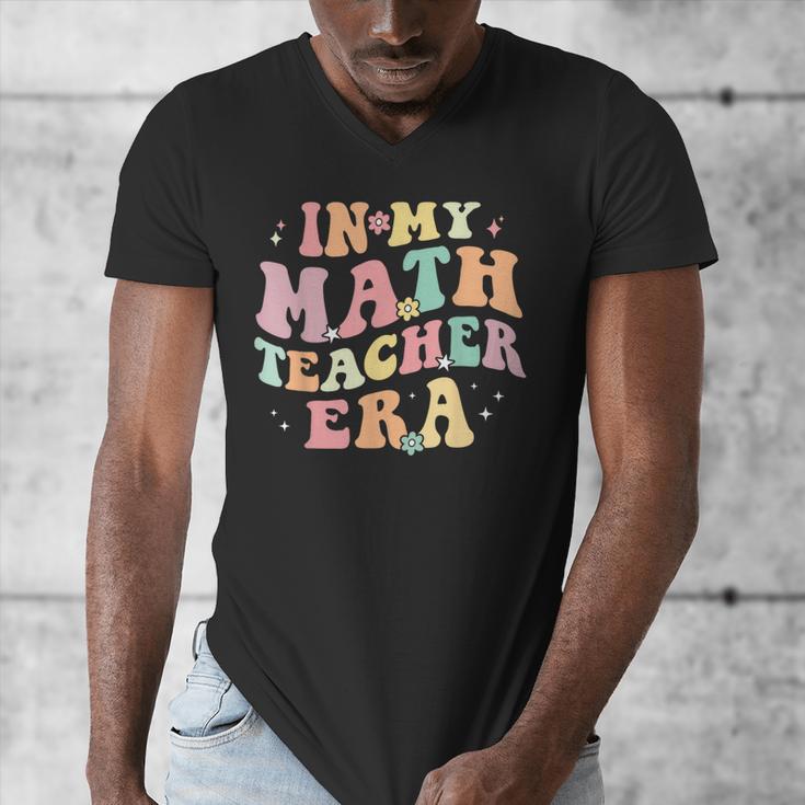 In My Math Teacher Era Retro Back To School Groovy Teacher Men Women Men's V-Neck T-Shirt, Groovy Teacher Gifts, funny design
