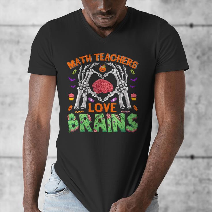 Math Teacher Love Brain Heart Skeleton Hand Zombie Halloween Men's V-Neck T-Shirt, funny design Math Teacher Love Brain Heart Skeleton Hand Zombie Halloween Men's V-Neck T-Shirt, funny design