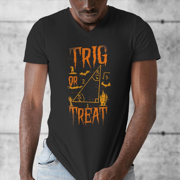 Math Teacher Nerd Student Halloween Trig Or Treat Men's V-Neck T-Shirt, funny design