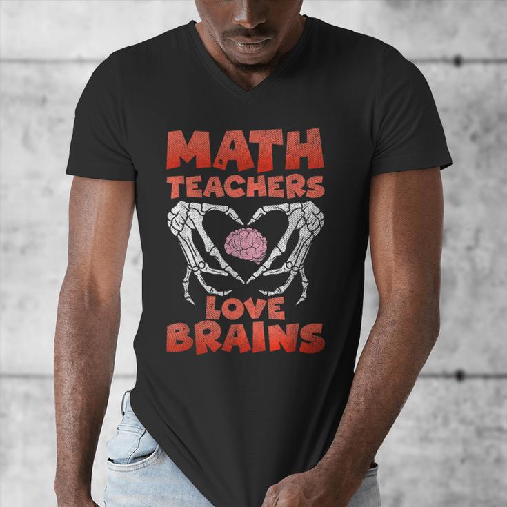 Math Teachers Love Brains Scary Halloween Men Women Men's V-Neck T-Shirt, funny design Math Teachers Love Brains Scary Halloween Men Women Men's V-Neck T-Shirt, funny design