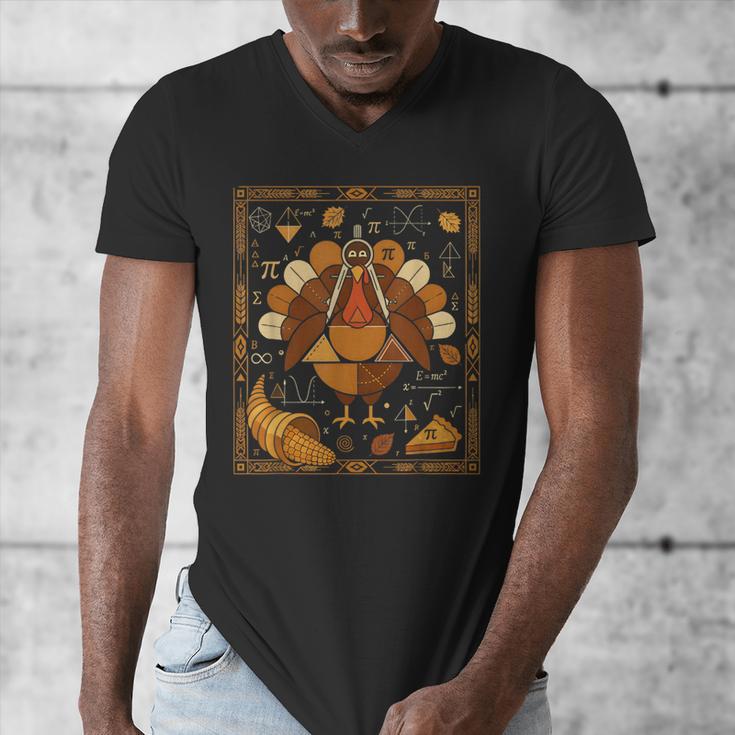 Math Turkey Teacher Thanksgiving Geometric Pi Equation Men's V-Neck T-Shirt, funny design