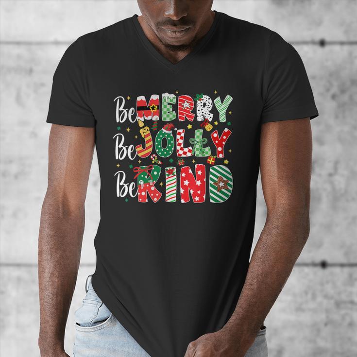 Be Merry Be Jolly Be Kind Merry Christmas Teacher Xmas PJs Men's V-Neck T-Shirt, funny design