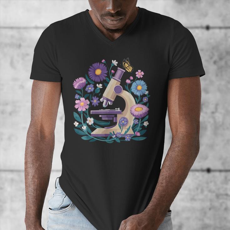 Microscope Flower Butterfly Biology Science Teacher Student Men's V-Neck T-Shirt, Science Teacher Gifts, funny design Microscope Flower Butterfly Biology Science Teacher Student Men's V-Neck T-Shirt, Science Teacher Gifts, funny design