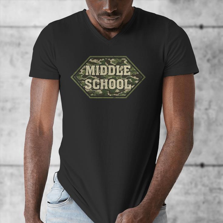 Middle School Camo Retro Back To School Teachers Men's V-Neck T-Shirt, funny design Middle School Camo Retro Back To School Teachers Men's V-Neck T-Shirt, funny design