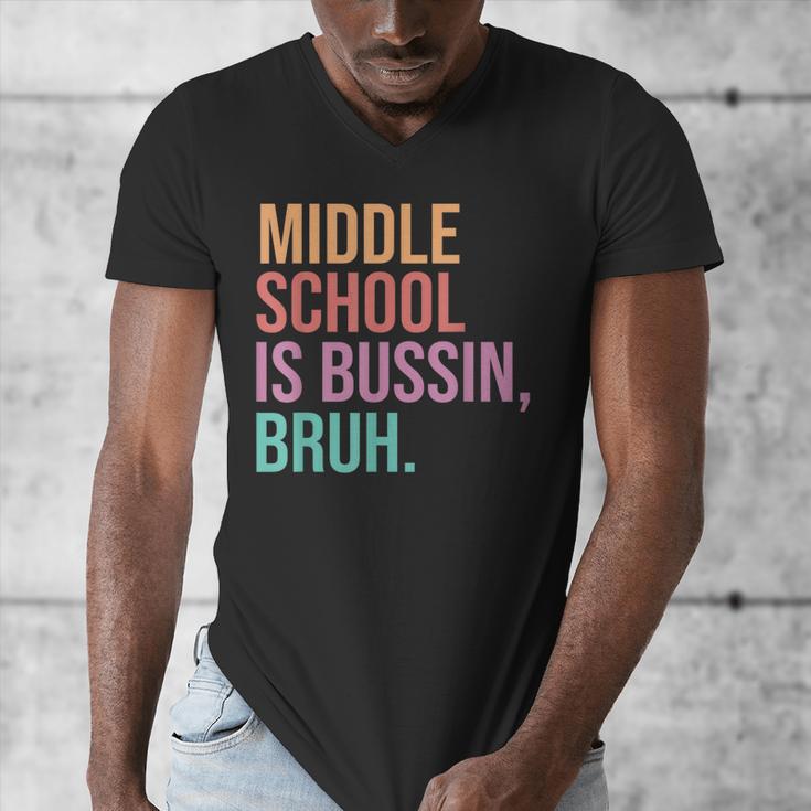 Middle School Teacher Middle School Is Bussin Bruh Men's V-Neck T-Shirt, funny design Middle School Teacher Middle School Is Bussin Bruh Men's V-Neck T-Shirt, funny design