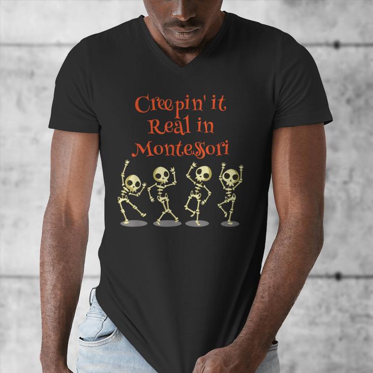 Montessori Creepin' It Real HALLOWEEN School Teacher Shirt Men's V-Neck T-Shirt, funny design