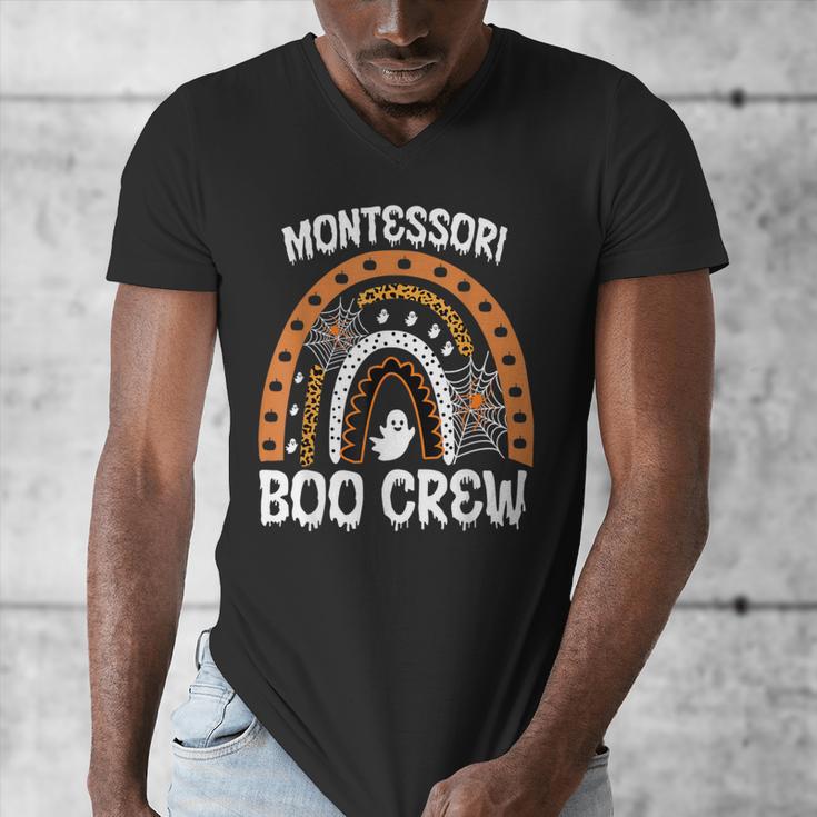 Montessori Teacher Halloween Boo Rainbow Leopard Halloween Men's V-Neck T-Shirt, funny design