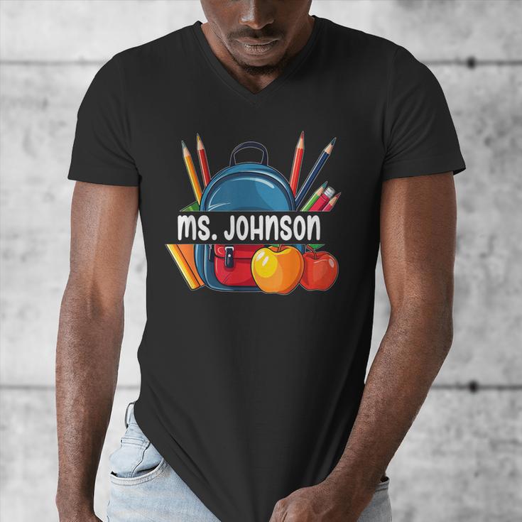 Ms Johnson Personalized Name Back To School Teacher For Men Women Kids Men's V-Neck T-Shirt, funny design Ms Johnson Personalized Name Back To School Teacher For Men Women Kids Men's V-Neck T-Shirt, funny design