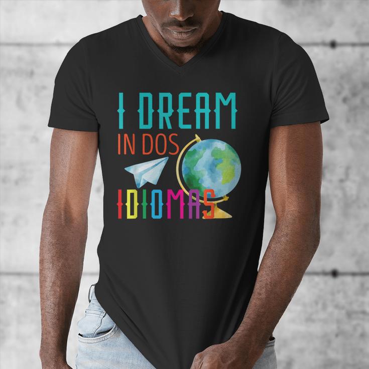 Multilingual Teacher In Dos Idiomas Linguist Language Men's V-Neck T-Shirt, funny design Multilingual Teacher In Dos Idiomas Linguist Language Men's V-Neck T-Shirt, funny design