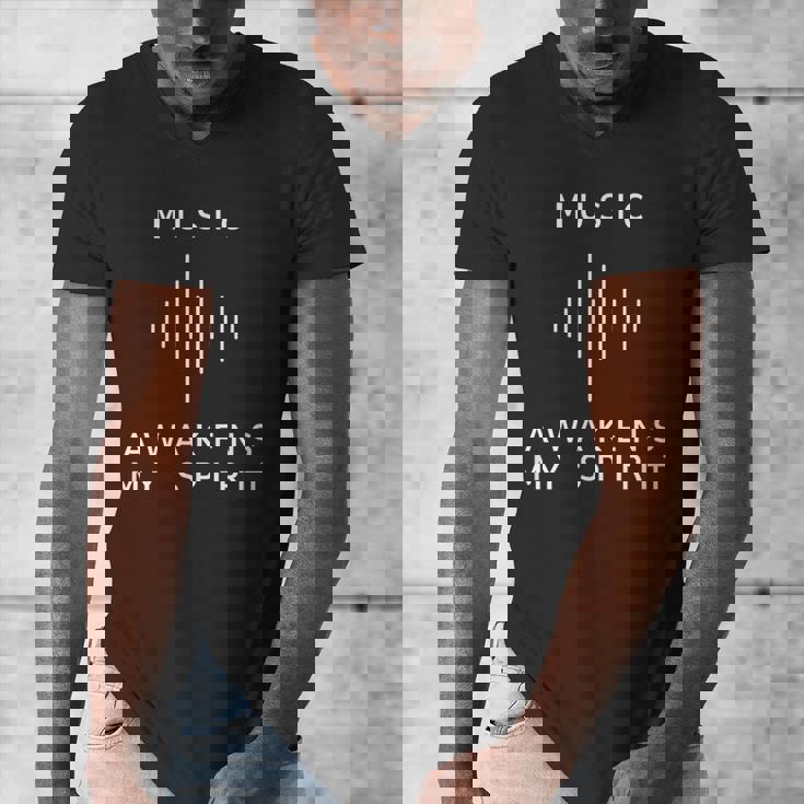 Music Awakens My Spirit Inspiring Musician Teacher Quote Men&#x27;s V-Neck T-Shirt, funny design