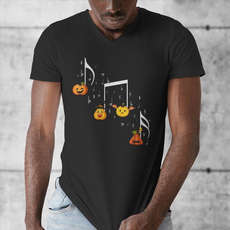 Music Note Pumpkin Fall Music Teacher Halloween Costume Men's V-Neck T-Shirt, funny design
