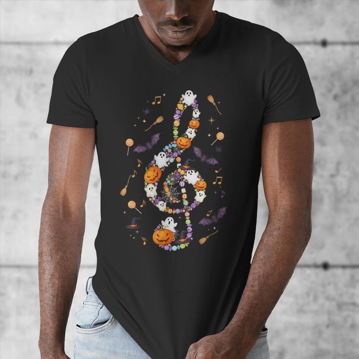 Music Note Symbol Halloween For Music Teacher Musicians Men's V-Neck T-Shirt, funny design