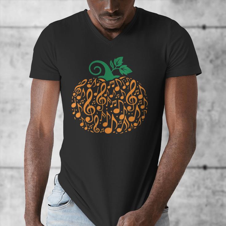 Music Notes Pumpkin Music Teacher Halloween Men's V-Neck T-Shirt, funny design