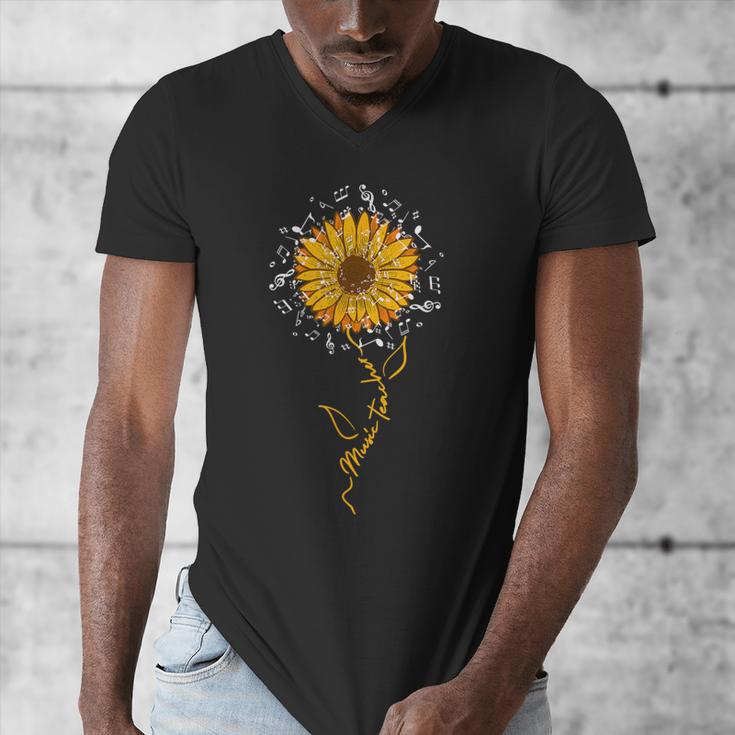 Music Teacher Shirt Sunflower Music Notes Musician Singer Men's V-Neck T-Shirt, funny design Music Teacher Shirt Sunflower Music Notes Musician Singer Men's V-Neck T-Shirt, funny design