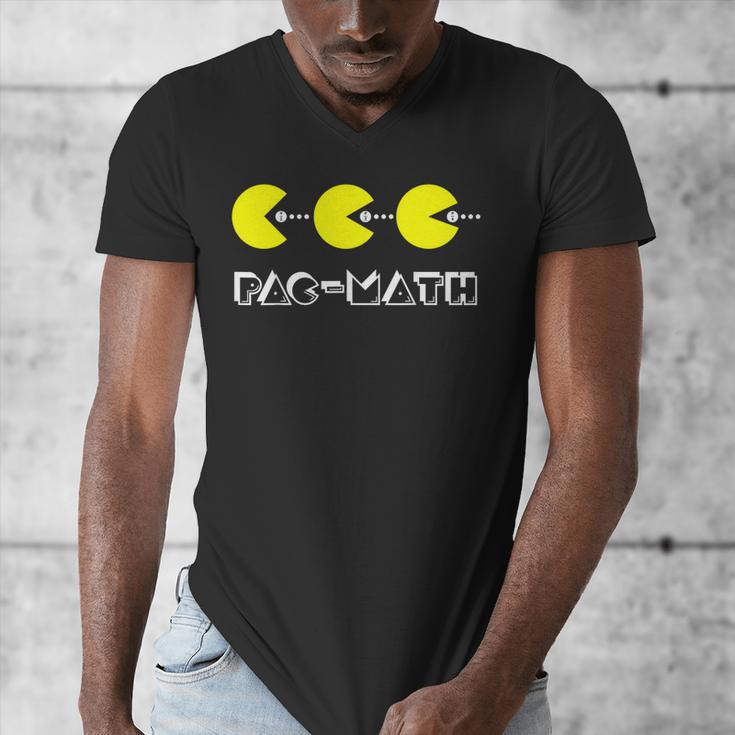 Nerdy Pac-Math Nom Retro Game Precalculus Math Teacher Men's V-Neck T-Shirt, funny design