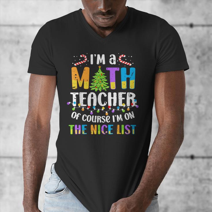 On The Nice List Christmas Math Teacher Women Men Men's V-Neck T-Shirt, funny design On The Nice List Christmas Math Teacher Women Men Men's V-Neck T-Shirt, funny design