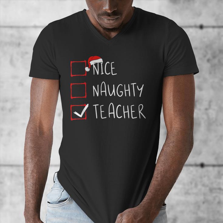 Nice Naughty Teacher Christmas List Instructor Santa Claus Men Women Men's V-Neck T-Shirt, funny design Nice Naughty Teacher Christmas List Instructor Santa Claus Men Women Men's V-Neck T-Shirt, funny design