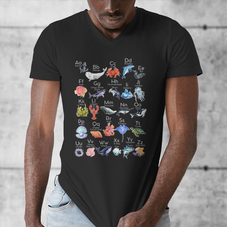 Ocean Animals Alphabet Cute Sea Life ABC Marine Kids Teacher Men's V-Neck T-Shirt, funny design Ocean Animals Alphabet Cute Sea Life ABC Marine Kids Teacher Men's V-Neck T-Shirt, funny design