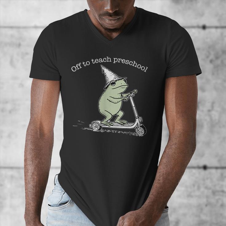 Off To Teach Preschool Pre-K Teacher Back To School Frog Men's V-Neck T-Shirt, funny design Off To Teach Preschool Pre-K Teacher Back To School Frog Men's V-Neck T-Shirt, funny design