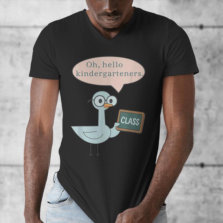 Oh Hello Kindergarteners Shirt Cute Pigeon Teacher Tee Men's V-Neck T-Shirt, funny design