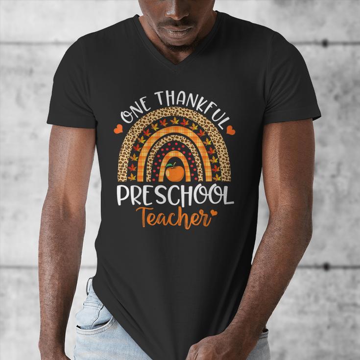One Thankful Preschool Teacher Thanksgiving Rainbow Men's V-Neck T-Shirt, funny design One Thankful Preschool Teacher Thanksgiving Rainbow Men's V-Neck T-Shirt, funny design