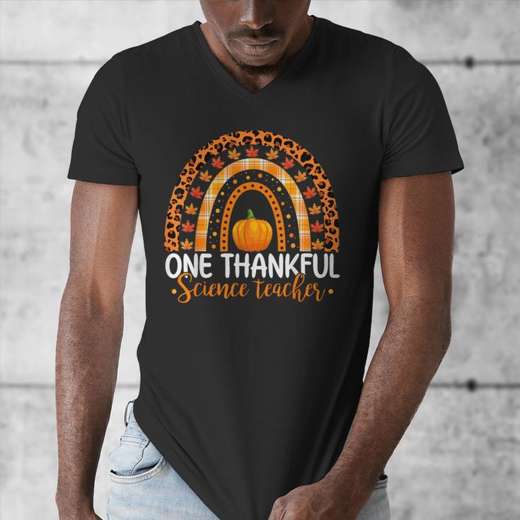 One Thankful Science Teacher Rainbow Boho Fall Thanksgiving Men's V-Neck T-Shirt, Science Teacher Gifts, funny design One Thankful Science Teacher Rainbow Boho Fall Thanksgiving Men's V-Neck T-Shirt, Science Teacher Gifts, funny design