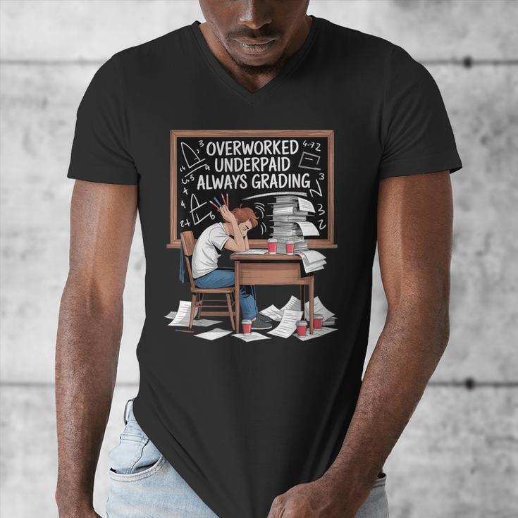 Overworked Underpaid Always Grading Teacher Men's V-Neck T-Shirt, funny design Overworked Underpaid Always Grading Teacher Men's V-Neck T-Shirt, funny design