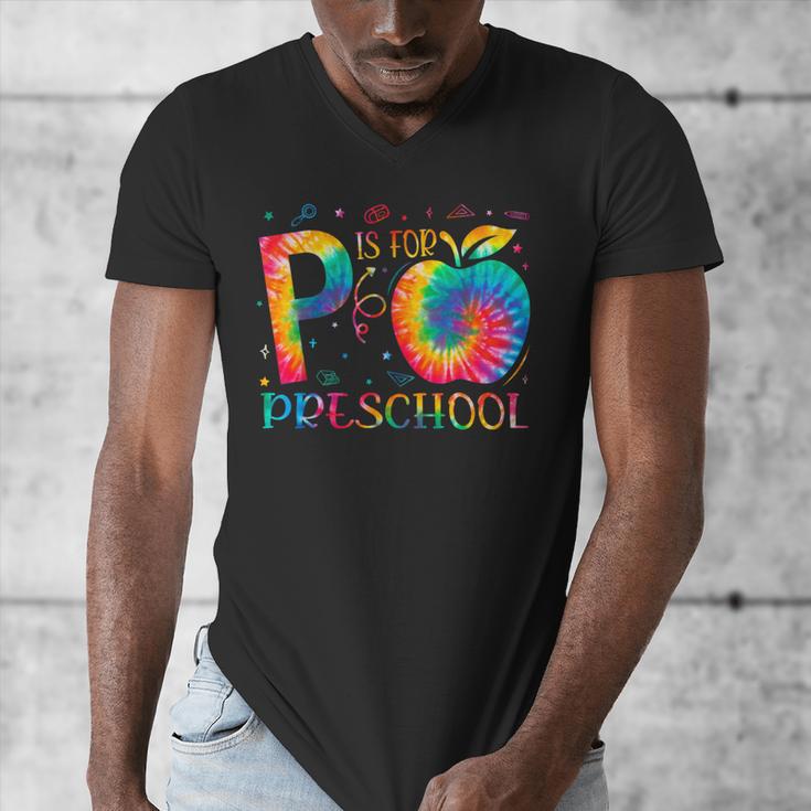 P Is For Preschool Tie Dye Back To School Teacher Men Women Girls Kids Men's V-Neck T-Shirt, funny design