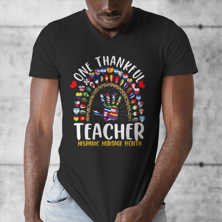 Hispanic Heritage Month One Thankful Teacher Rainbow Men's V-Neck T-Shirt, funny design Hispanic Heritage Month One Thankful Teacher Rainbow Men's V-Neck T-Shirt, funny design