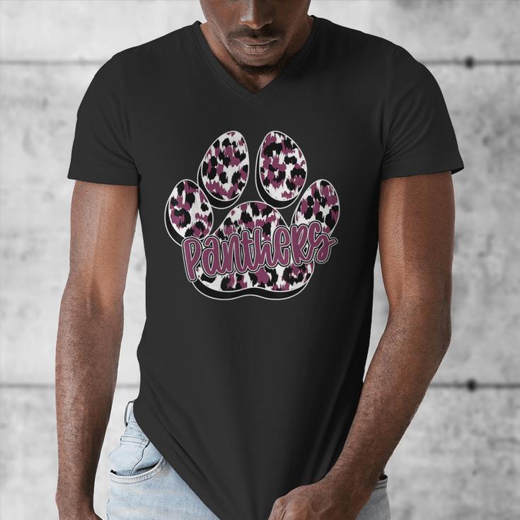 Panthers Paw Print Leopard Maroon Panther Pride Teacher Men's V-Neck T-Shirt, funny design Panthers Paw Print Leopard Maroon Panther Pride Teacher Men's V-Neck T-Shirt, funny design