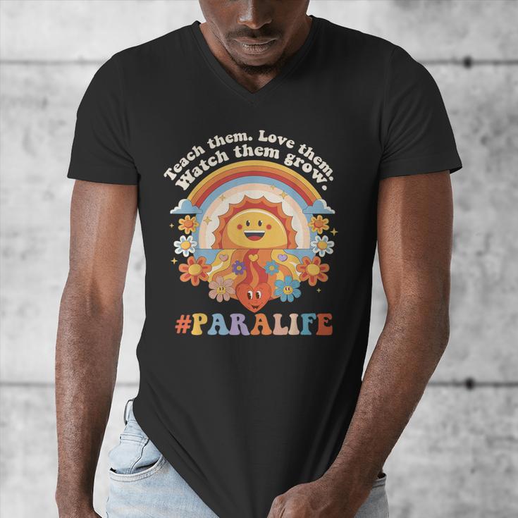 Paraprofessional Para Life Sun Flower Teacher Back To School Men's V-Neck T-Shirt, funny design Paraprofessional Para Life Sun Flower Teacher Back To School Men's V-Neck T-Shirt, funny design