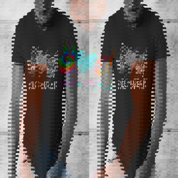 Peace Love Art Painting Palette Art Teacher Men&#x27;s V-Neck T-Shirt, funny design