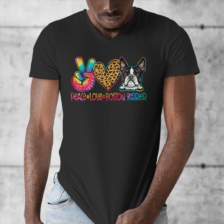 Peace Love Boston Terrier Tie Dye Dog Lover For Men Women Girls Kids Men's V-Neck T-Shirt, funny design