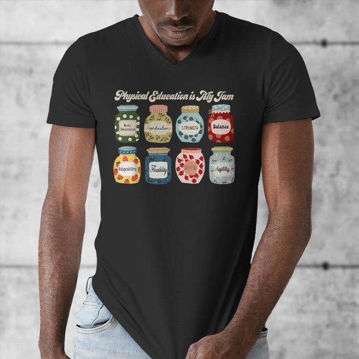 Physical Education Is My Jam Sports PE Coach Teacher Men's V-Neck T-Shirt, Pe Teacher Gifts, funny design