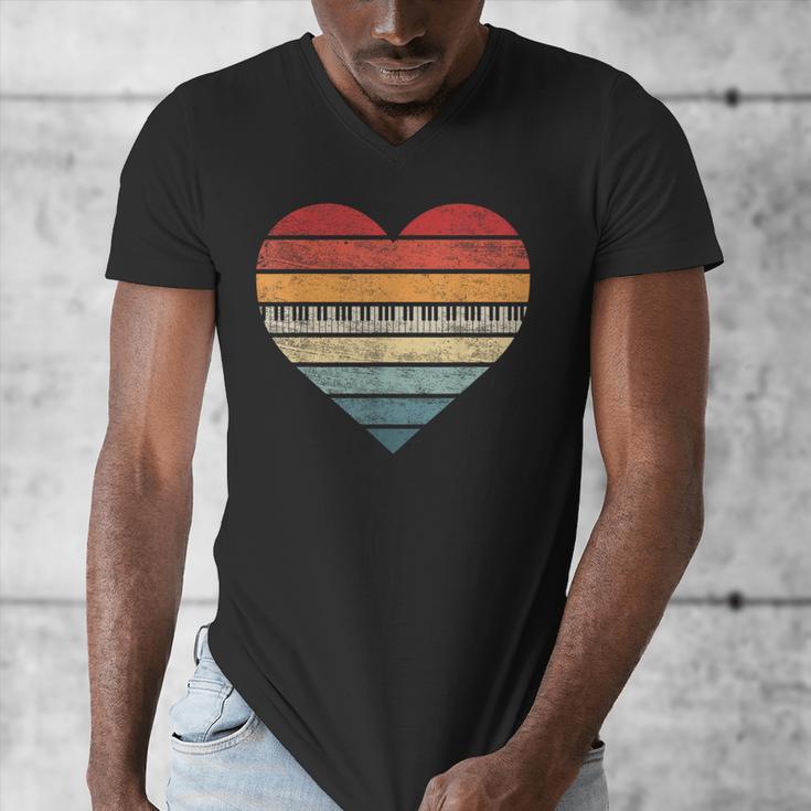 Pianist Retro Sunset Piano Keyboard Player Teacher Men's V-Neck T-Shirt, funny design