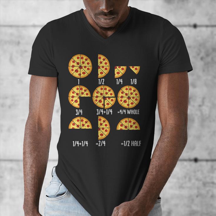 Pizza Slice Fraction Math Teacher Back To School Educational Men's V-Neck T-Shirt, funny design
