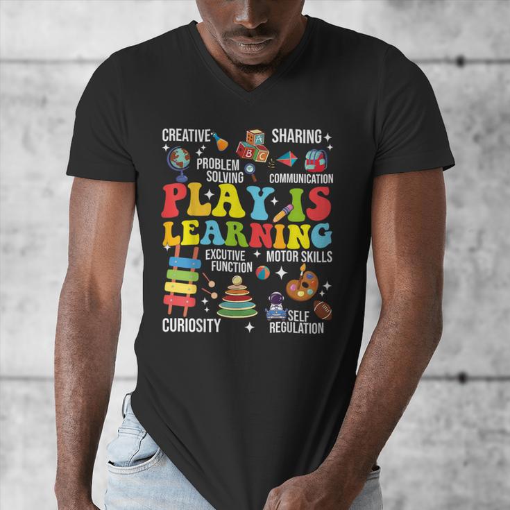 Play Is Learning Kindergarten Preschool Teacher Appreciation Men's V-Neck T-Shirt, funny design Play Is Learning Kindergarten Preschool Teacher Appreciation Men's V-Neck T-Shirt, funny design