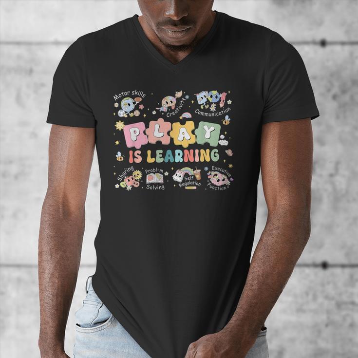 Play Is Learning Teacher Student First Day Back To School Men's V-Neck T-Shirt, funny design Play Is Learning Teacher Student First Day Back To School Men's V-Neck T-Shirt, funny design
